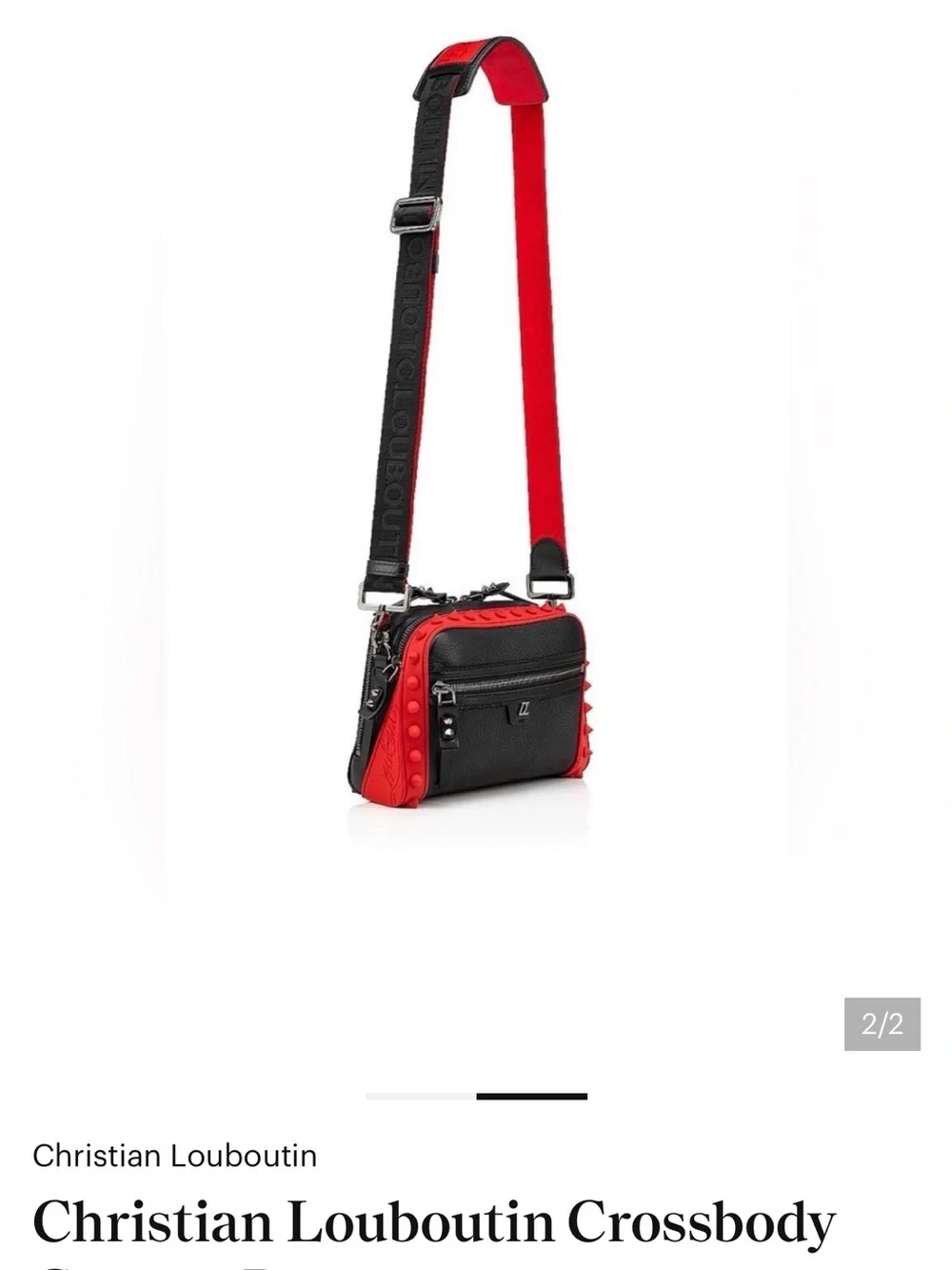 Christian Louboutin Black Leather Crossbody with Red Trim